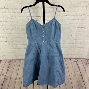 Gap Denim Spaghetti Strap Button Front Fit and Flare Sun Dress Size 4